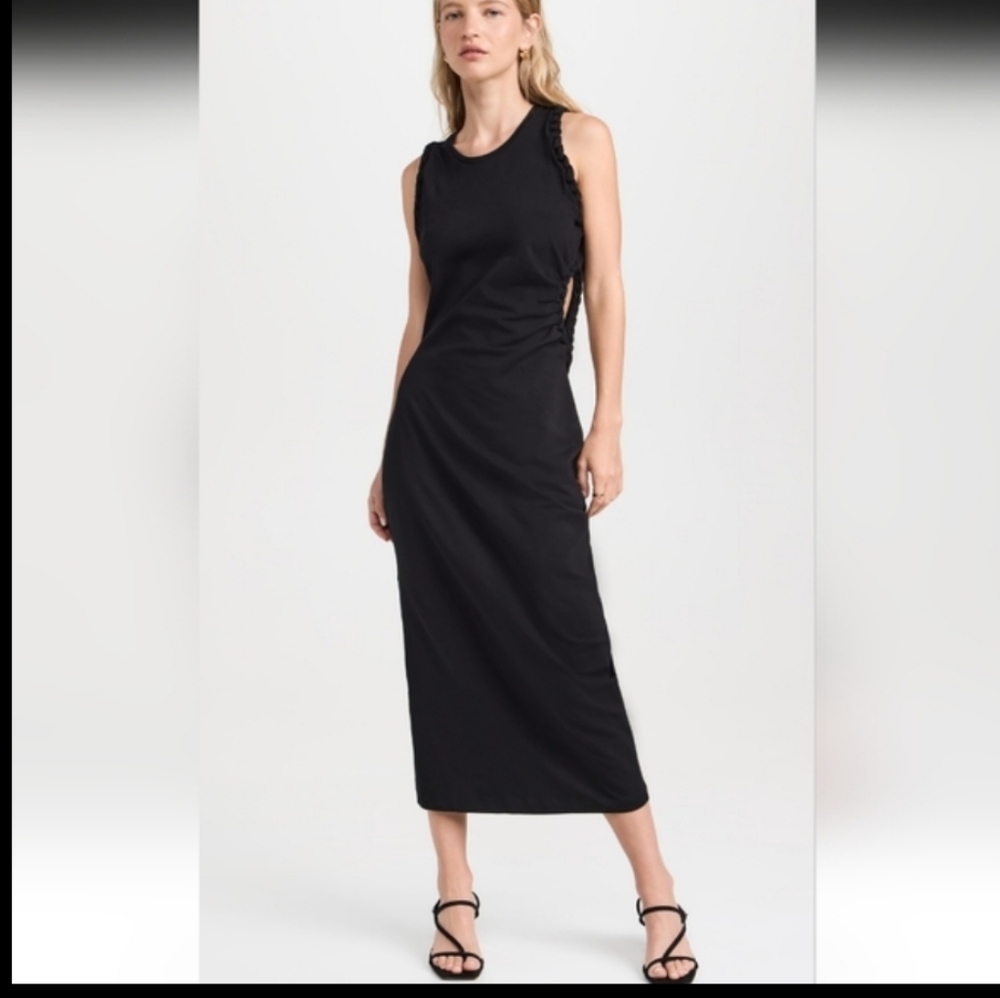 NWT IRO Amel Twist Cut-out Midi Dress In Black Size Large Sleeveless Side Slit